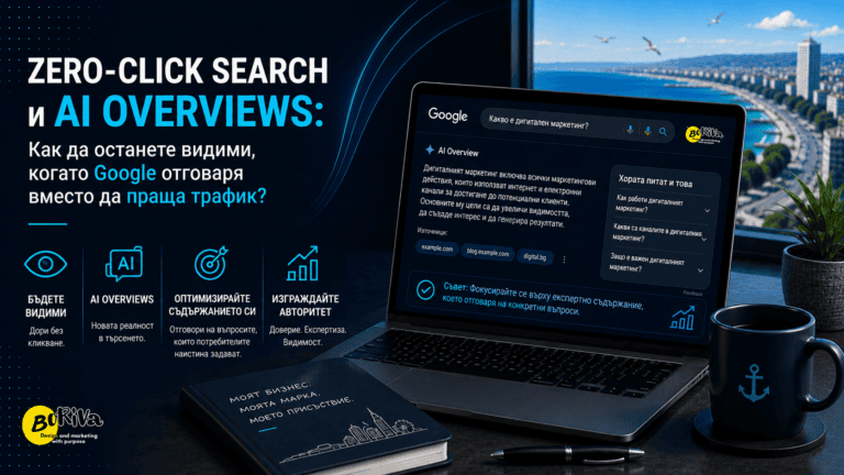 Zero-Click Search и AI Overviews: Как да останете видими, когато Google отговаря вместо да праща трафик?